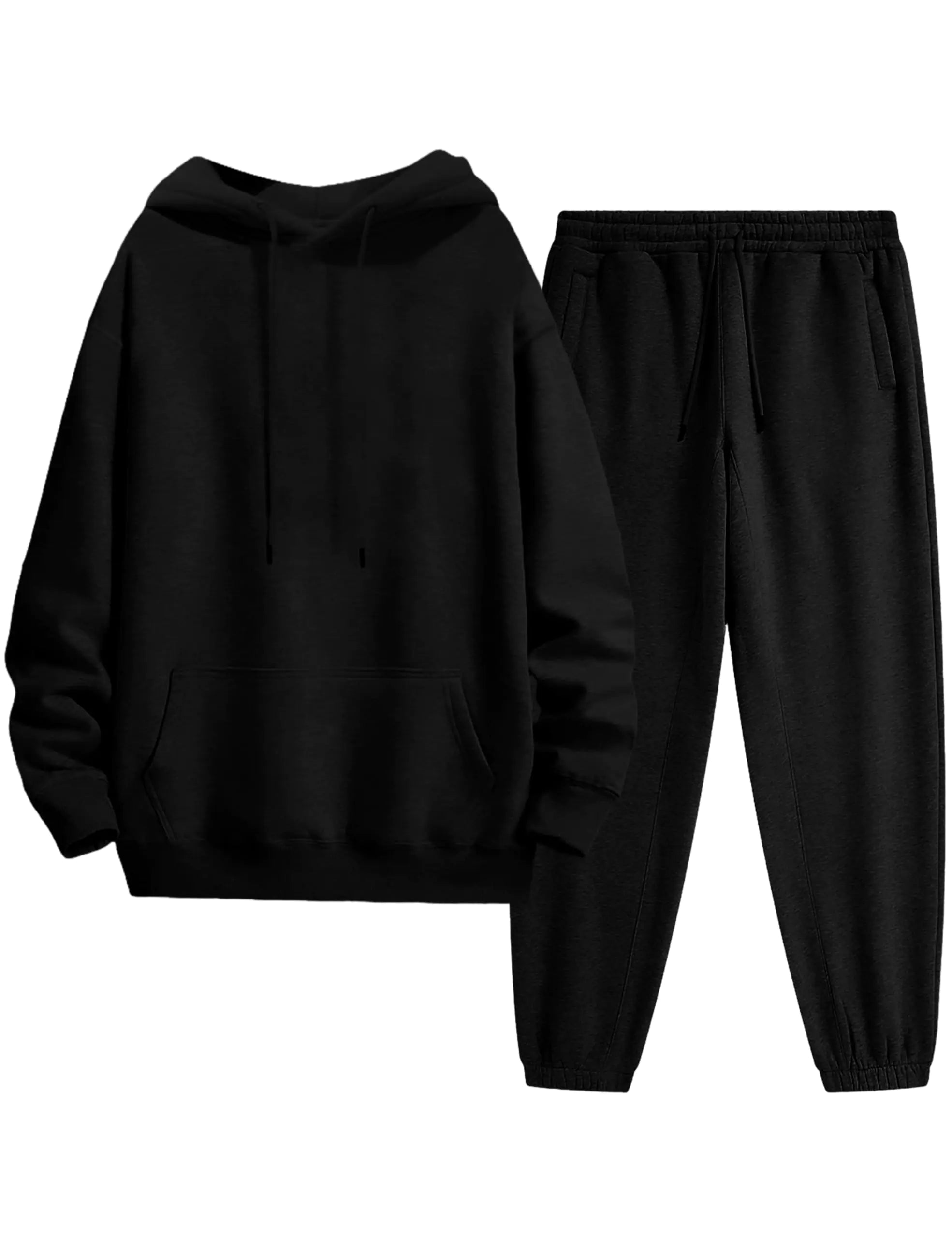 Tanming Mens Tracksuits 2 Piece Sweatsuit Sets Fleece Long Sleeve Hoodies Jogger Pants Athletic Jogging Outfits (Black-S)