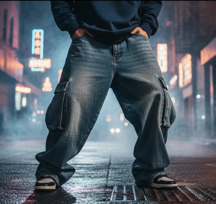 LOGEQI Mens Baggy Hip Hop Jeans Wide Leg Streetwear Jeans for Men Loose Fit Cargo Denim Pants Y2k