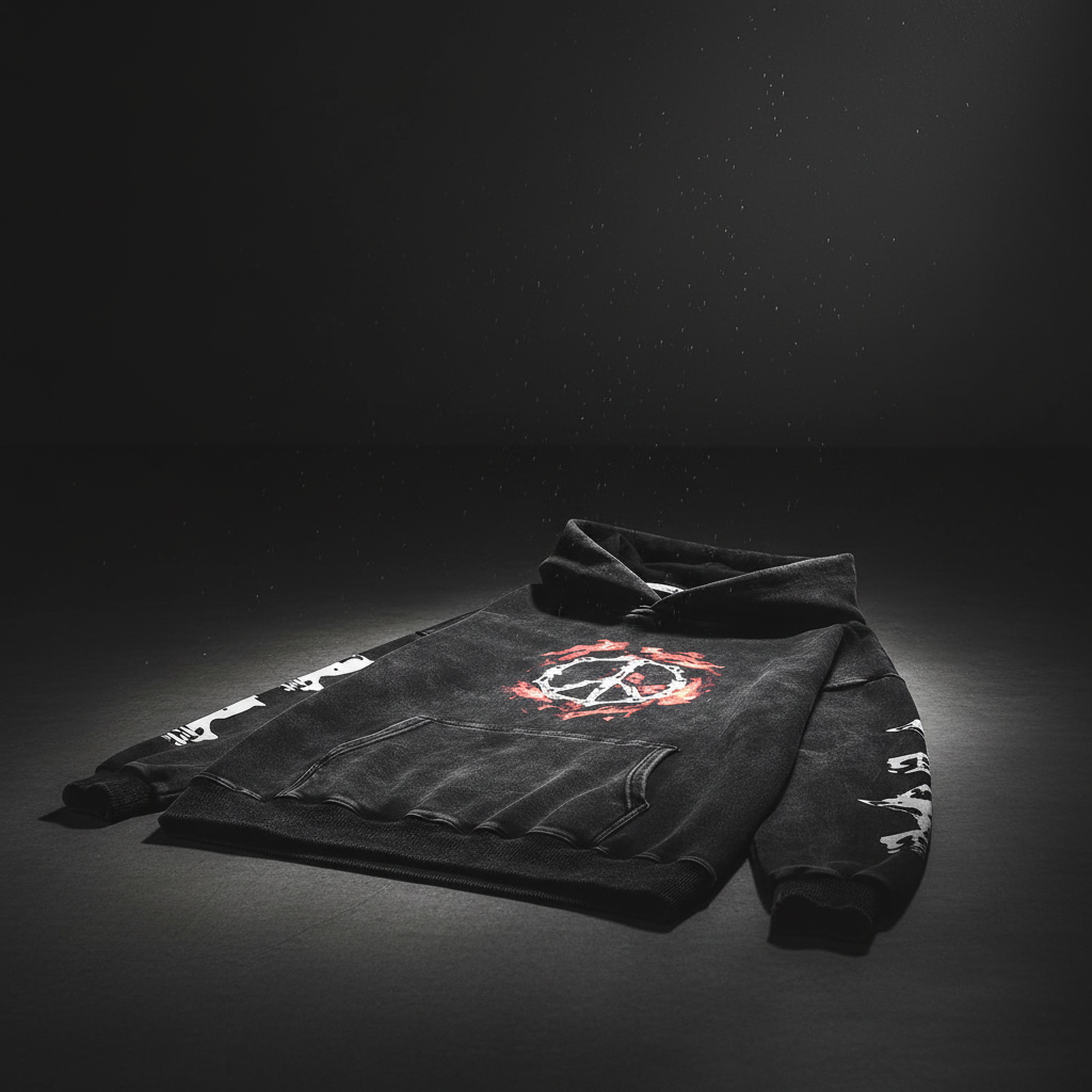 Cinematic Black Peace Sign Hoodie