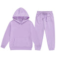 Casual Hoodie and Sweatpants Outfit Solid Color Long Sleeve Hooded Pullover Sweatsuits Jogger Sets for Boys Girls (Purple 3-4 Years)