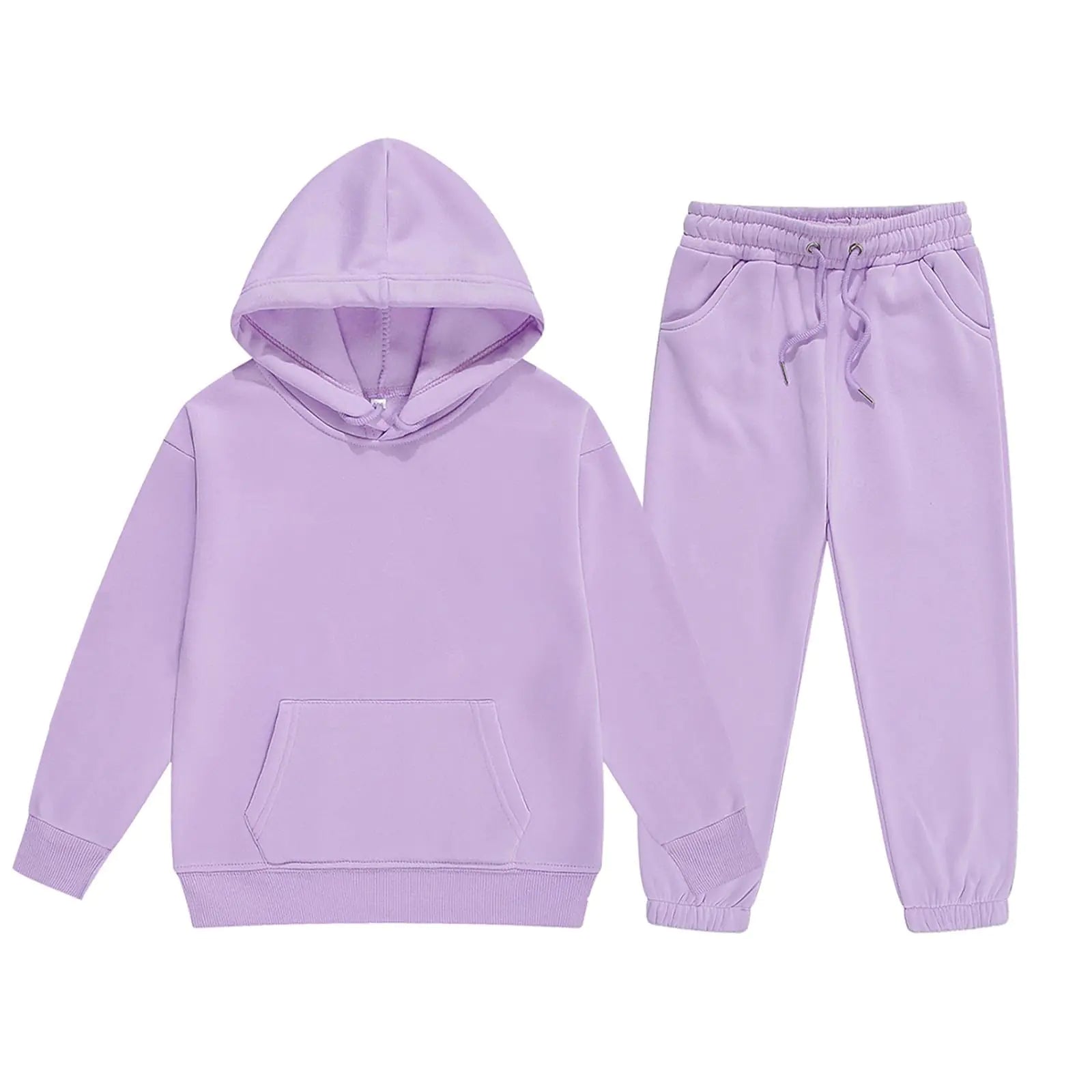 Casual Hoodie and Sweatpants Outfit Solid Color Long Sleeve Hooded Pullover Sweatsuits Jogger Sets for Boys Girls (Purple 3-4 Years)